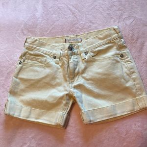 Bullhead Light Yellow Midi Denim Shorts